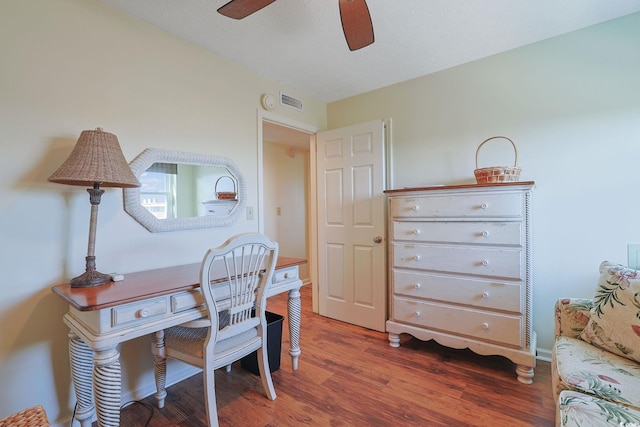 office space featuring dark wood-type flooring