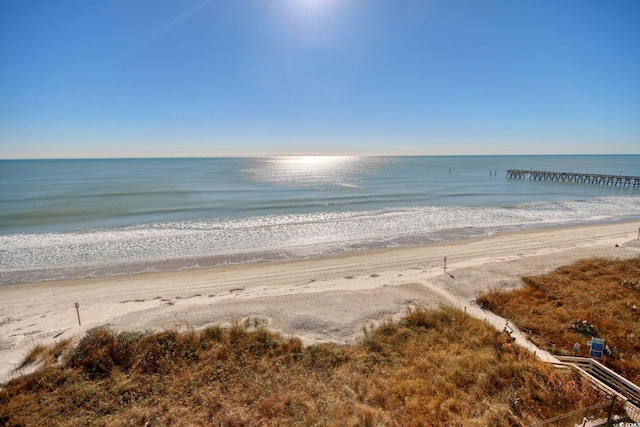 view of water feature with a view of the beach