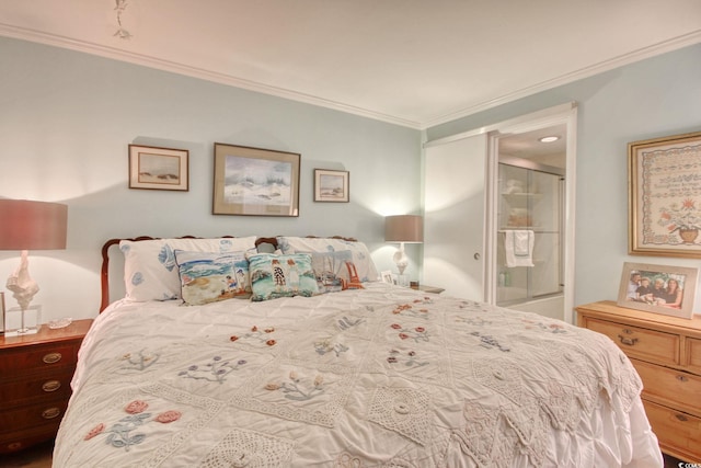 bedroom with ornamental molding