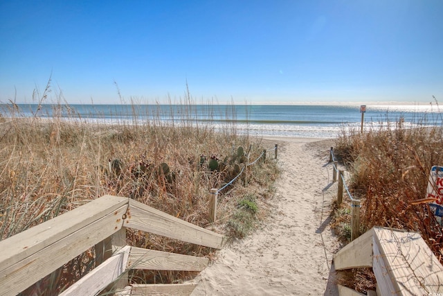 property view of water with a beach view