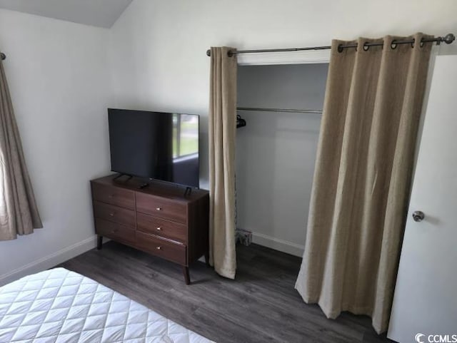 bedroom featuring dark hardwood / wood-style flooring