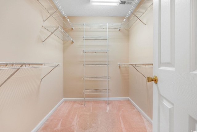 walk in closet featuring carpet flooring