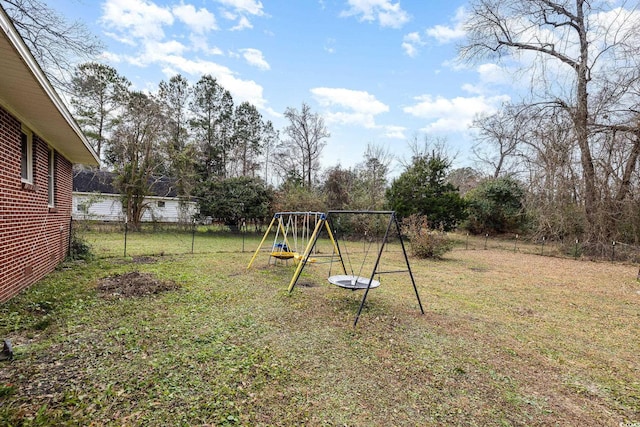 view of yard with a playground