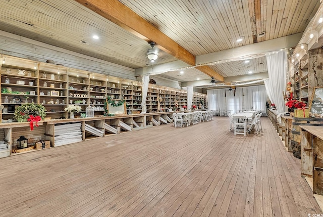 6011 Dick Pond Rd, Myrtle Beach, SC 29588 - miscellaneous room featuring light wood-type flooring, beam ceiling, and ceiling fan