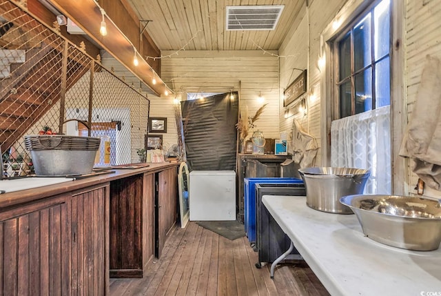 6011 Dick Pond Rd, Myrtle Beach, SC 29588 - interior space with wooden walls, hardwood / wood-style flooring, and wood ceiling