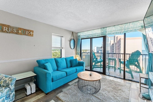 2311 S Ocean Blvd Unit 1125, Myrtle Beach, SC 29577 - living area featuring wood finished floors and a textured ceiling