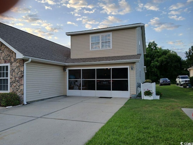 exterior space featuring a lawn