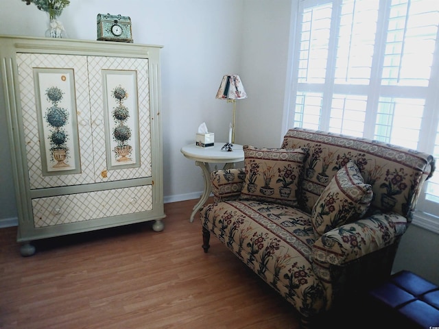 sitting room with hardwood / wood-style flooring