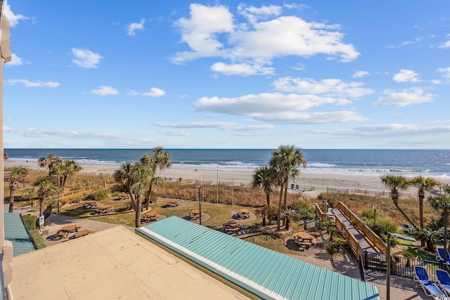 view of water feature featuring a beach view