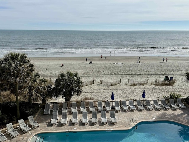 view of water feature featuring a view of the beach