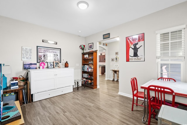 dining space featuring light hardwood / wood-style flooring