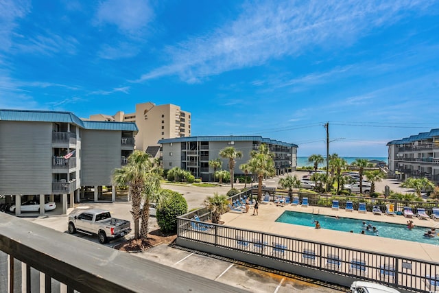 view of swimming pool featuring a patio area