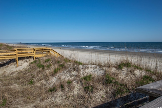 property view of water featuring a view of the beach