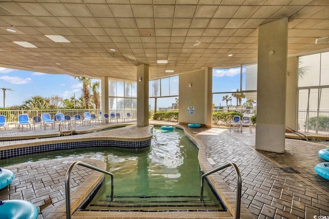 view of pool featuring a patio