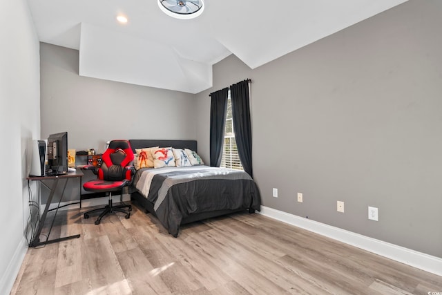 bedroom with light wood-type flooring