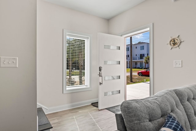 foyer entrance featuring light hardwood / wood-style floors