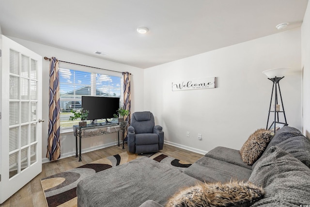 living room featuring light hardwood / wood-style flooring