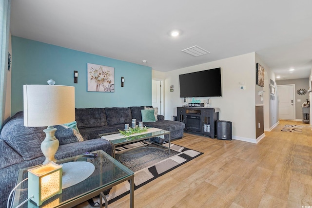 living room with light wood-type flooring