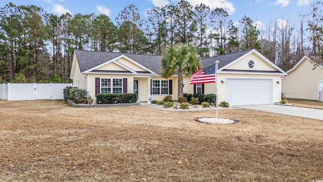 ranch-style home featuring a garage