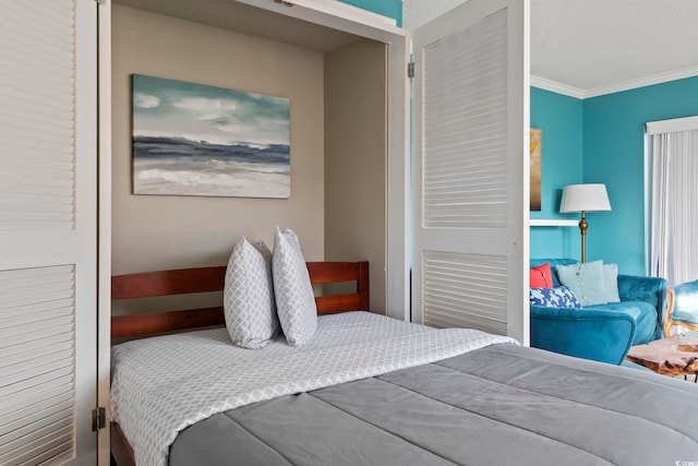 bedroom featuring crown molding