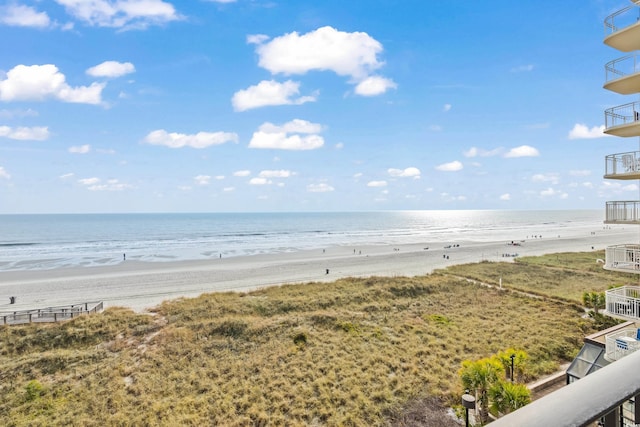 view of water feature featuring a beach view