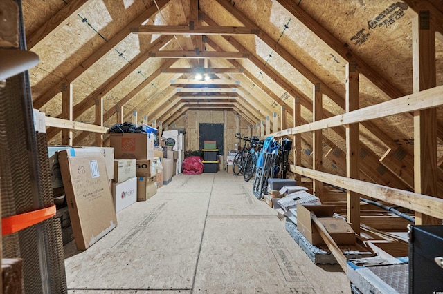 view of unfinished attic