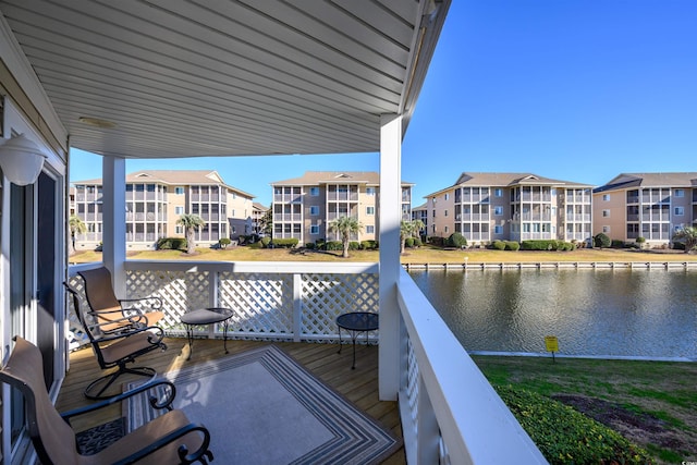 balcony with a water view