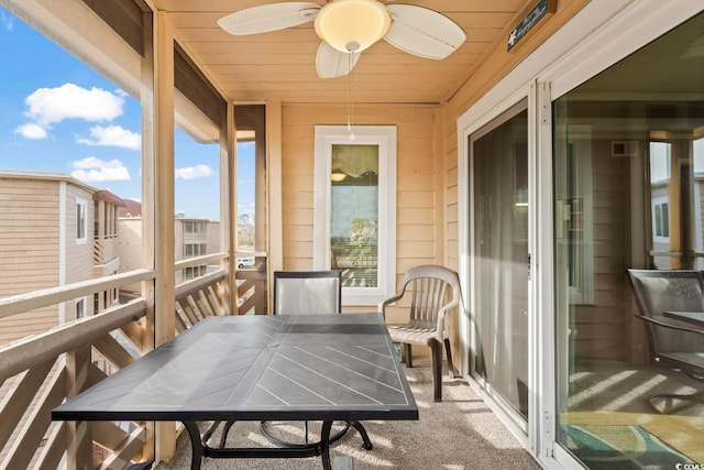 balcony with ceiling fan