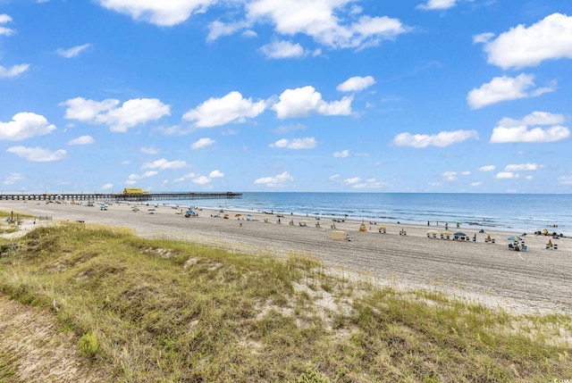 property view of water featuring a view of the beach