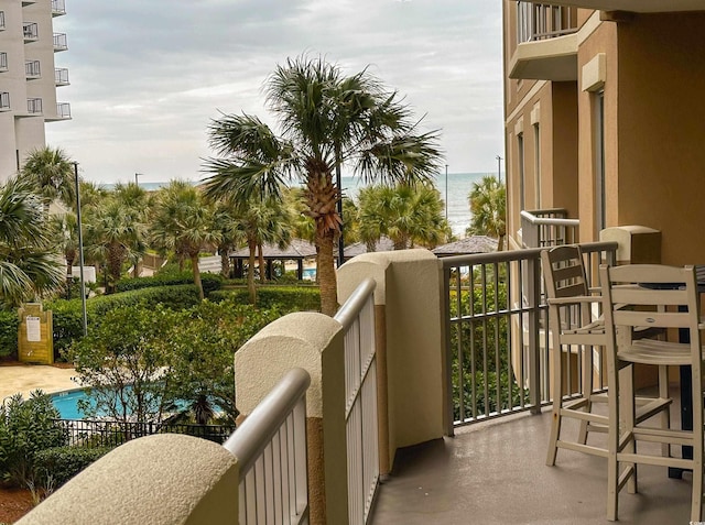 balcony with a water view