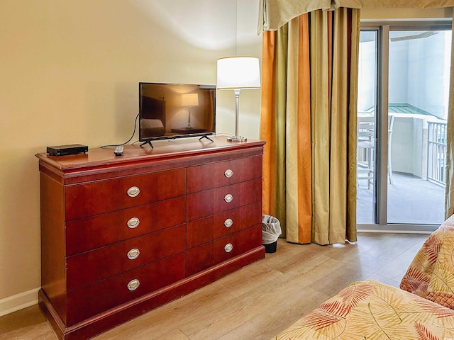 bedroom featuring light hardwood / wood-style flooring