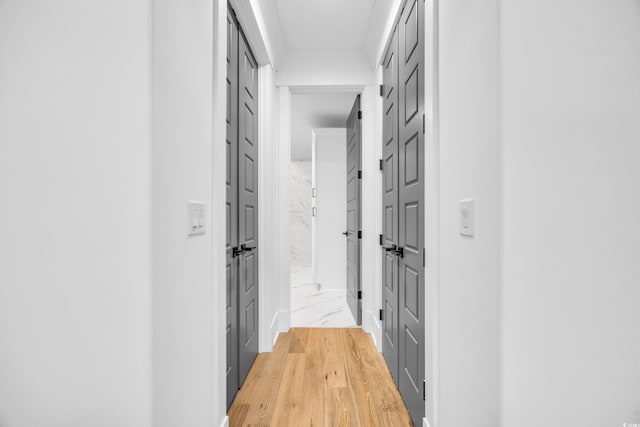 hall featuring light hardwood / wood-style flooring