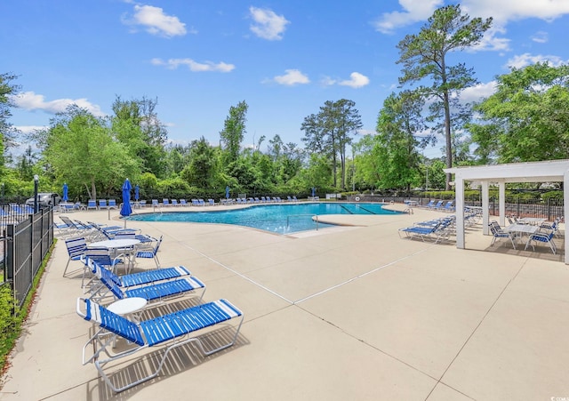 view of pool featuring a patio