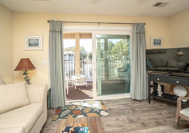 entryway featuring hardwood / wood-style flooring and a wealth of natural light