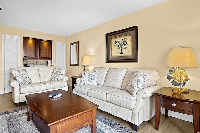 living room with hardwood / wood-style flooring