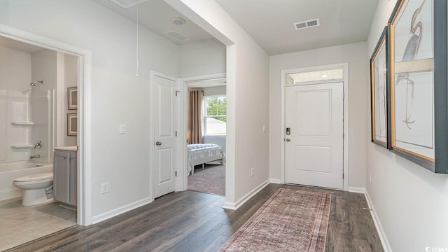 interior space featuring dark hardwood / wood-style flooring