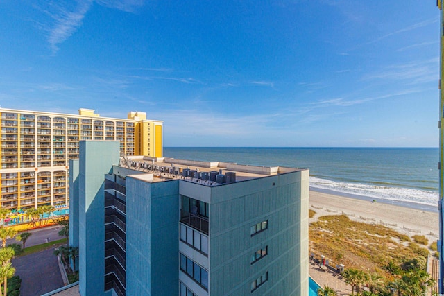 exterior space featuring a view of the beach