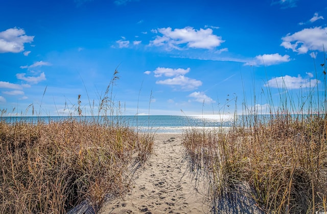 property view of water with a beach view