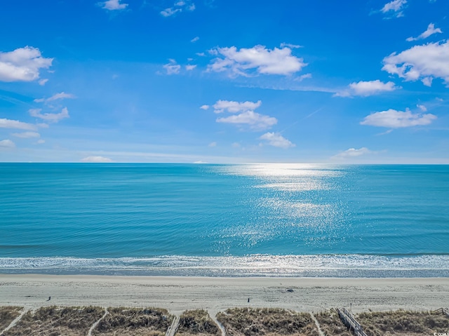 property view of water featuring a view of the beach