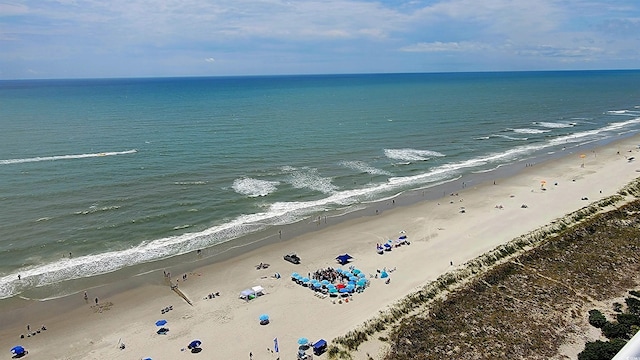 view of water feature featuring a beach view