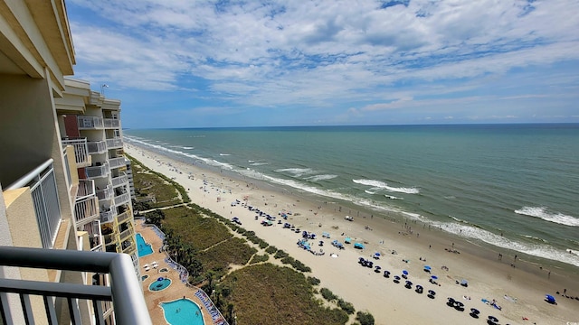 view of water feature featuring a view of the beach