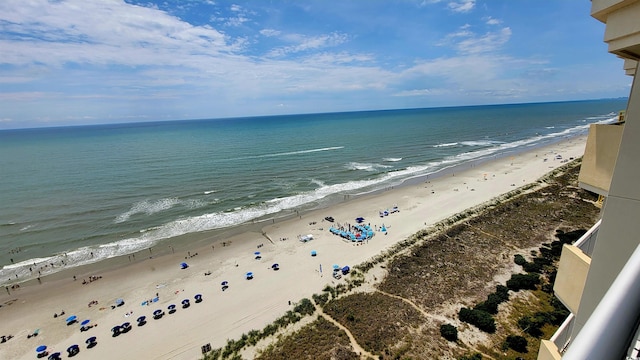 property view of water featuring a view of the beach