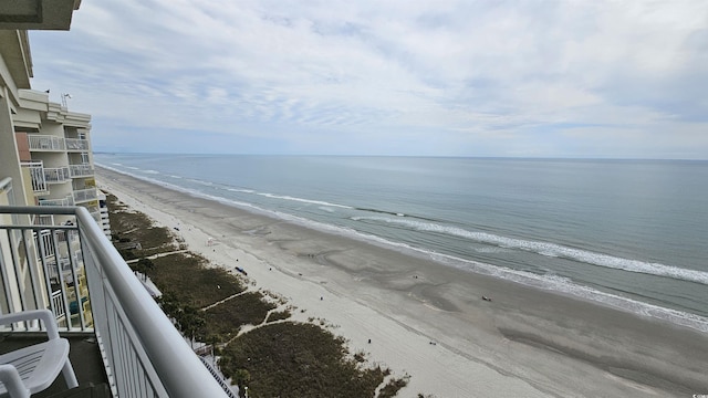 view of water feature with a view of the beach