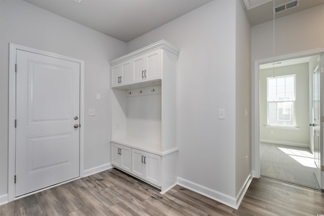 mudroom featuring light hardwood / wood-style flooring