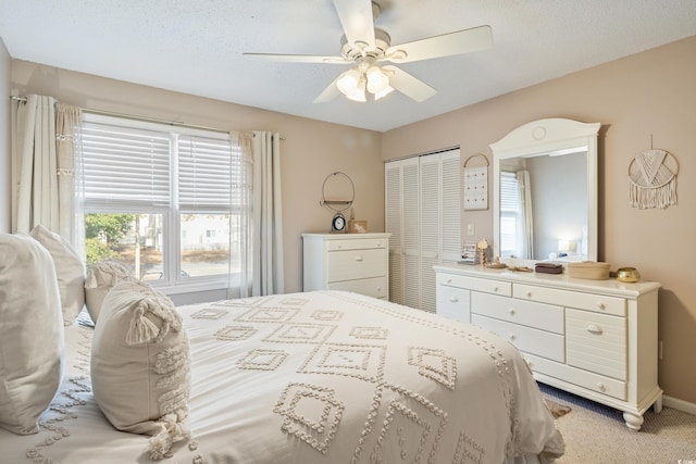 6706 Bryant St Unit B, Myrtle Beach, SC 29572 - bedroom featuring a closet, light colored carpet, a ceiling fan, and baseboards