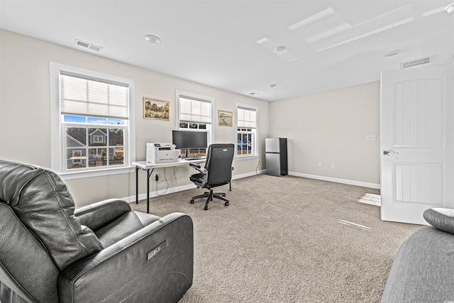 office featuring carpet flooring and a wealth of natural light