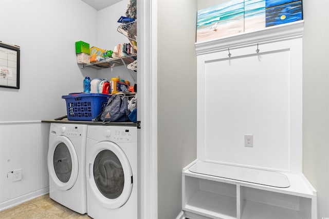 washroom with separate washer and dryer