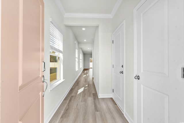 2039 Copper Creek Loop, Longs, SC 29568 - hallway featuring crown molding and light hardwood / wood-style flooring