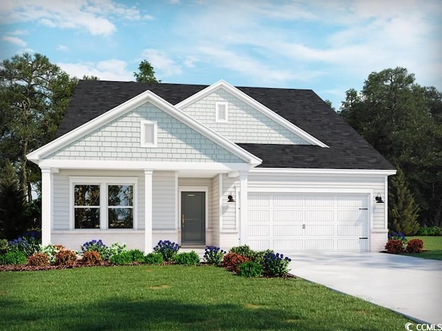 view of front facade featuring a garage and a front yard