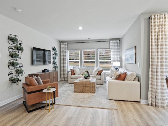 living room featuring light hardwood / wood-style flooring